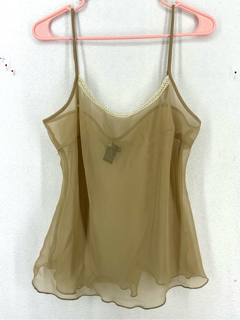 Spenser Jeremy Women’s XL Beige Sheer Silk Cami Tank Top Y2K